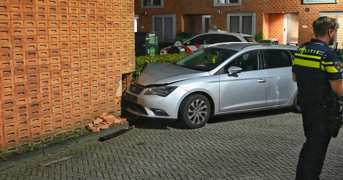 Autobestuurder botst tegen gevel woning op Rijsenborch in Vianen