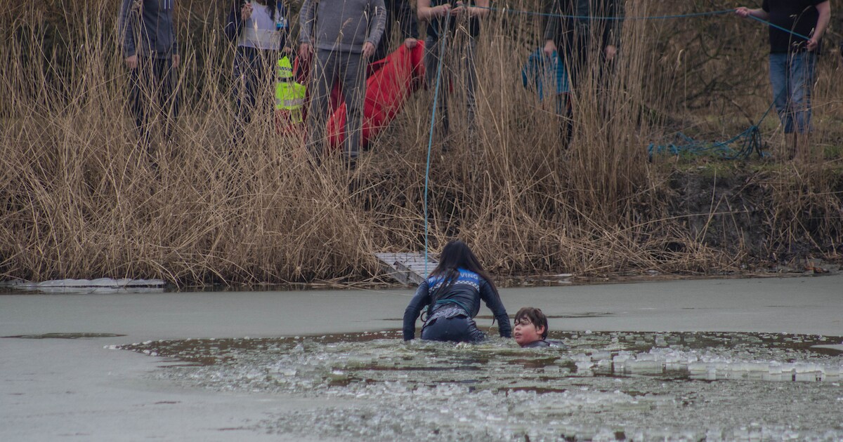 Jasper zakt door ijs bij poging hond Ike te redden, allebei uit water gehaald