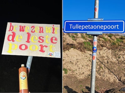 Gestolen Tullepetaonepoort-bordje krijgt ludieke vervanger: ‘Begonnen ons zorgen te maken’