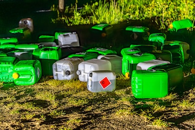 Politie onderzoekt gedumpte jerrycans in Millingen aan de Rijn