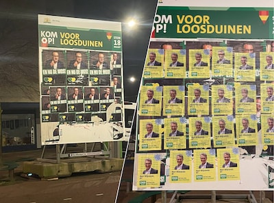 D66 plakt verkiezingsposters over die van De Mos: ‘Een koekje van eigen deeg’