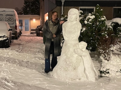 Annuska uit Bennekom maakt een bijzondere sneeuwcreatie: 'Ik ben er 4 uur mee bezig geweest'