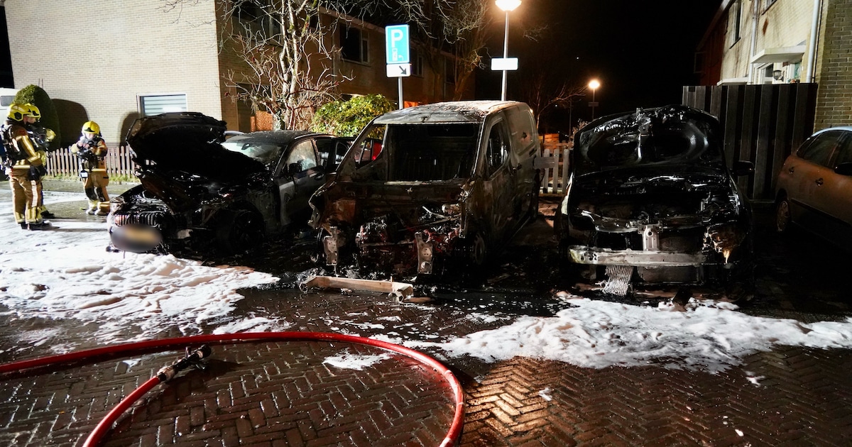 Drie auto's in brand op Seringenhof in Enkhuizen