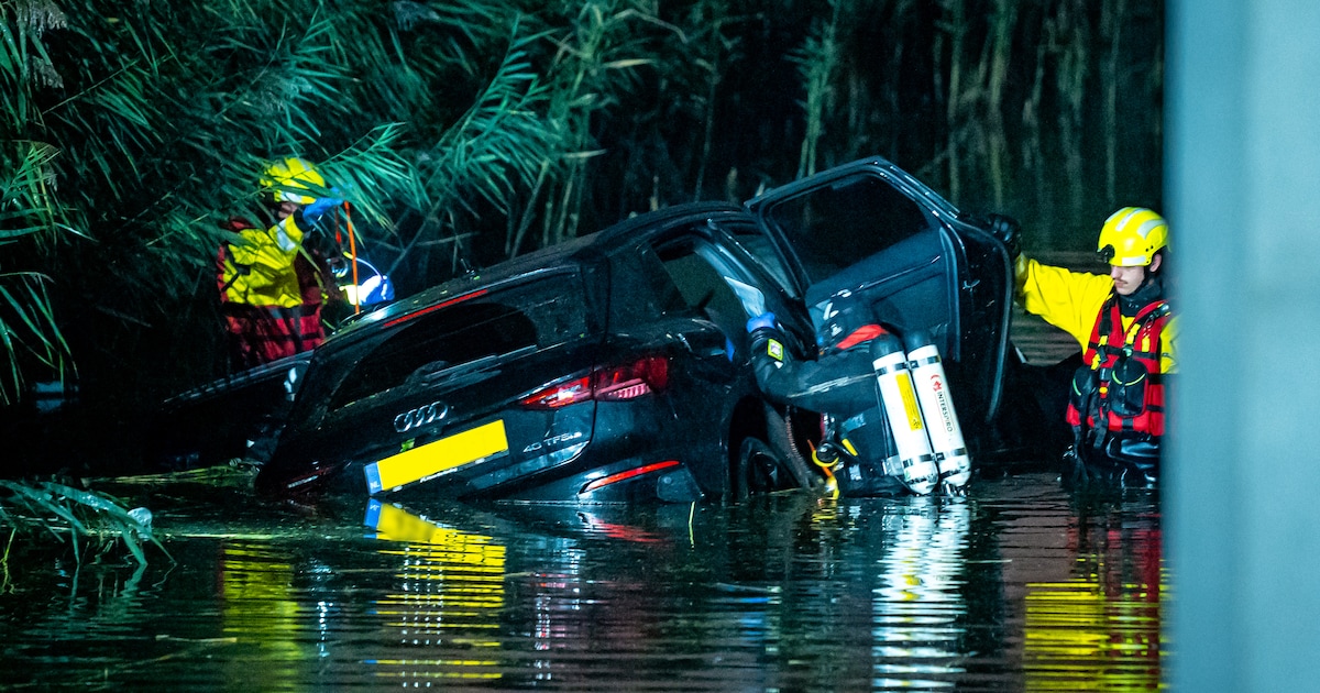 Auto te water in sloot onder het spoor van de hogesnelheidslijn in Bleiswijk, bestuurder spoorloos v
