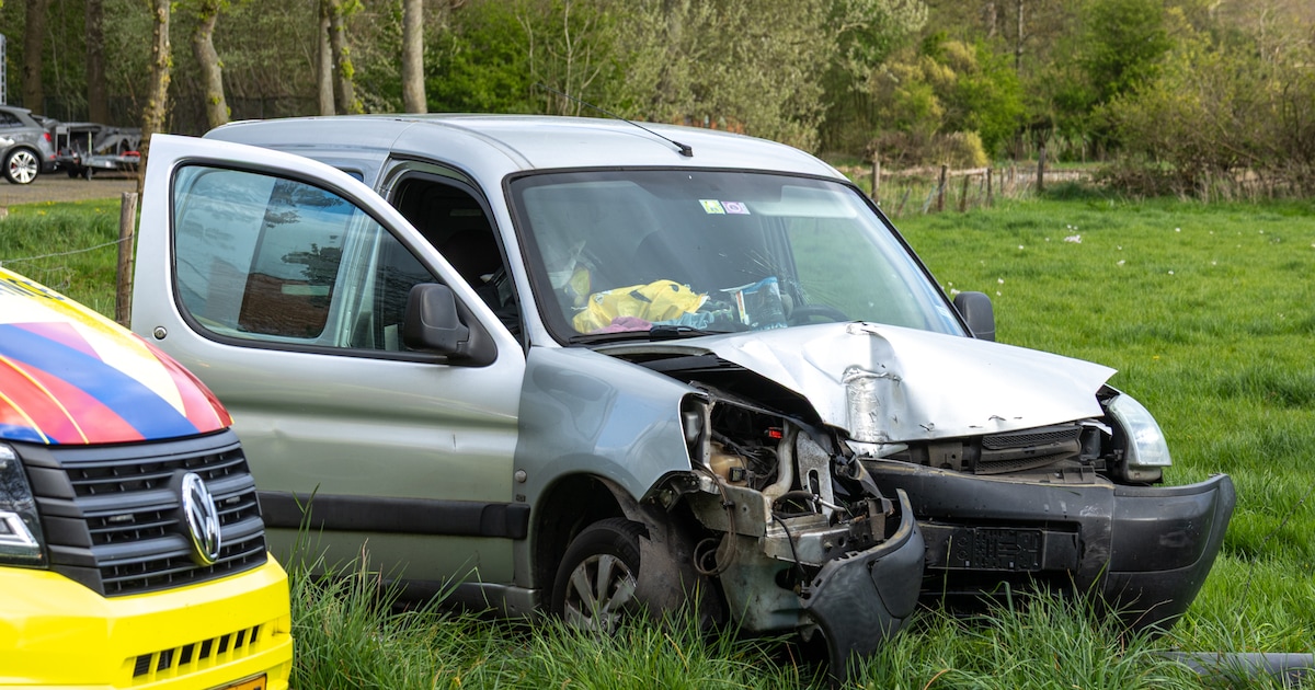 Busje rijdt meerdere verkeersborden omver op de Kuinder in Heerenveen