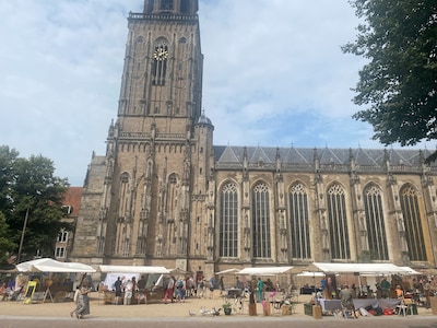 Schilderijen, beelden en andere kunst kijken op het Grote Kerkhof in Deventer
