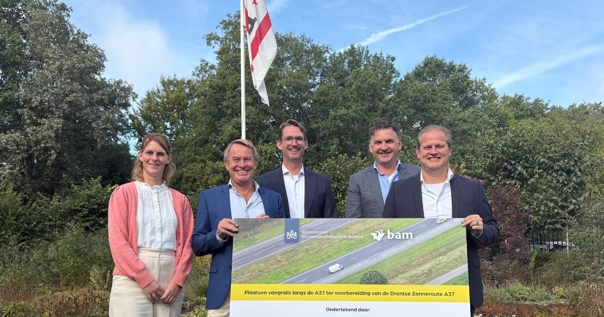 Plaatsing vangrails A37 start begin februari als eerste stap Drentse Zonneroute