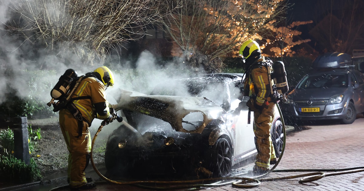 Geparkeerde auto in brand op de Burgemeester Cramerlaan in De Lier