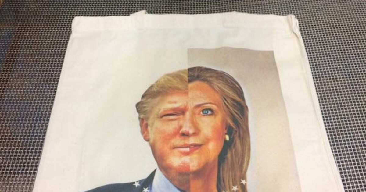 Trump en Clinton op tas blijkt grap van drukkerij uit Enschede | Regio ...