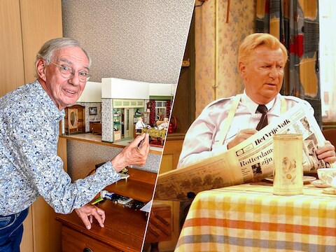 Wim van Soest met zijn miniatuurdecor van Toen was geluk heel gewoon