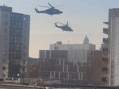 Politiehelikopters hangen zo laag boven Zuidplein dat bewoners bijna de piloten kunnen zien