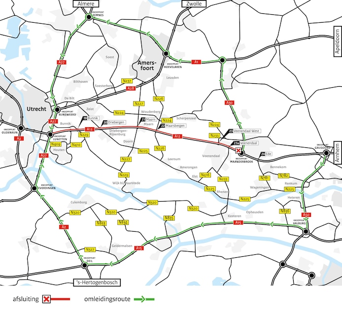 Mega-afsluiting A12 zonder grote problemen van start: ‘Maximaal 20 ...