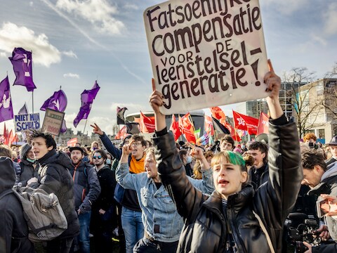 De Landelijke Studentenvakbond (LSVb) en FNV Young &amp; United organiseerden begin deze maand een compensatieprotest op het Museumplein.
