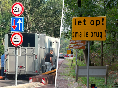 Overal verkeersborden bij smal spoorbruggetje, maar die ene waarschuwing ontbreekt