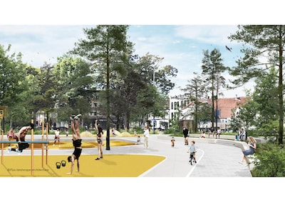 Auto’s op Fensterrein maken plaats voor groen plein met speel- en sporttoestellen