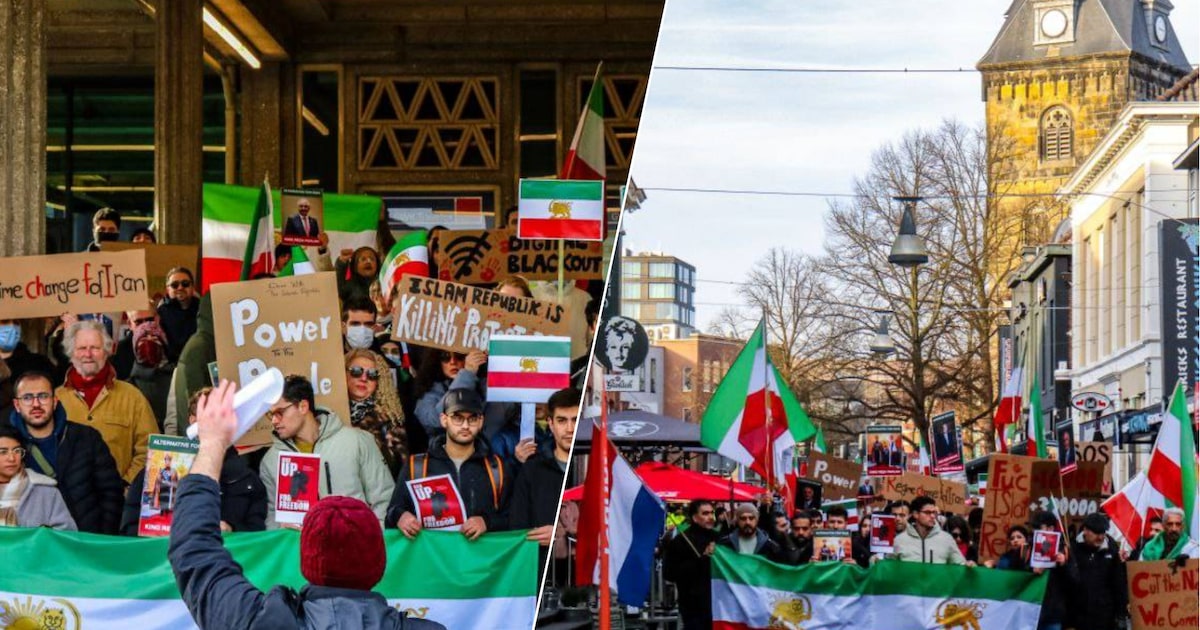 Grote mars door Enschede: honderden mensen steunen Iraanse protestbeweging