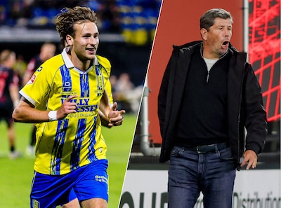 Jesse van der Haar knuffelt vader Hans op de tribune, pijnlijke nederlaag voor FC Volendam bij Jong AZ