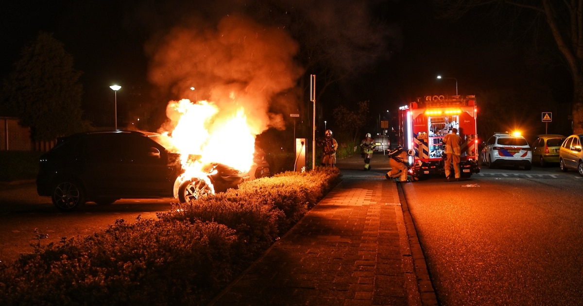 Auto op Drossaardslaan in Leerdam vliegt in de fik