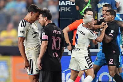 Ruziënde Lionel Messi geeft tegenstander tikje op achterhoofd, rood voor 16-jarige in grimmig duel