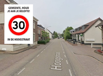 Auto’s racen nog altijd door Hoogstraat, bewoners in actie met posters: ‘Scholieren zijn vogelvrij’