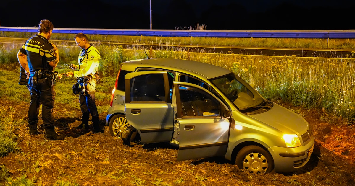 Bestuurder rijdt zonder rijbewijs en raakt van de weg aan N34 bij Holsloot