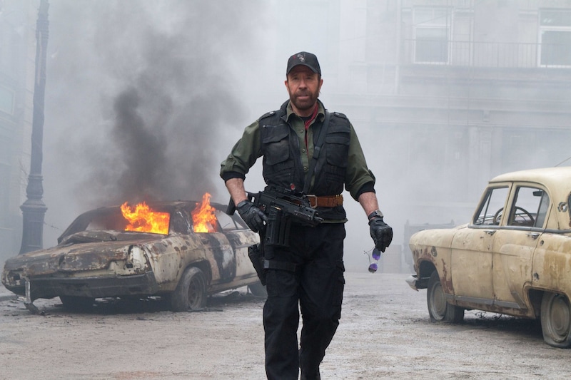 Chuck Norris in 2012 in The expendables 2. 