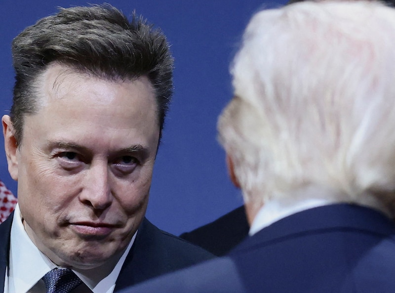 Elon Musk en Donald Trump afgelopen week tijdens een bijeenkomst voor Amerikaanse en Saoedische investeerders.