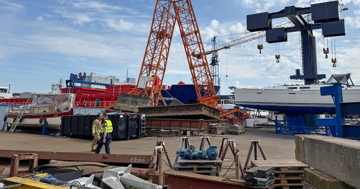 Torenkraan omgevallen op industrieterrein in Maasbracht