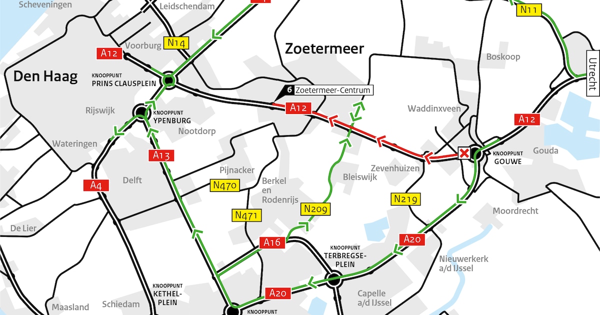 Extra weekendafsluiting tussen Gouda en Zoetermeer: werkzaamheden niet uitgevoerd door slecht weer