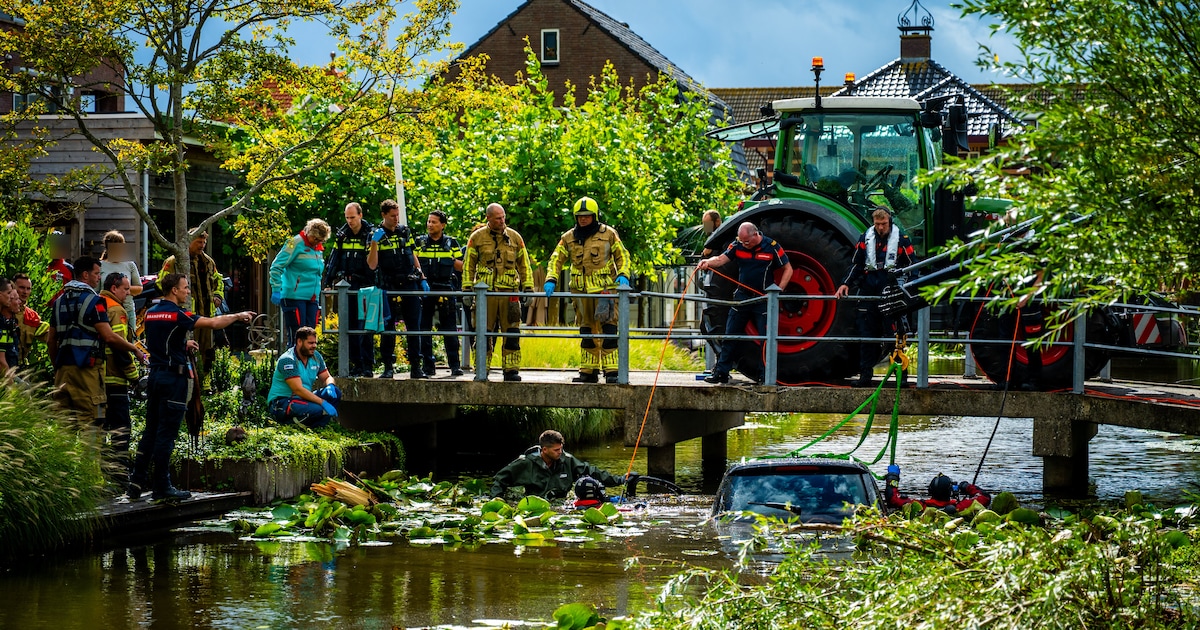 Auto belandt in het water in Driebruggen, hulpdiensten redden persoon uit voertuig