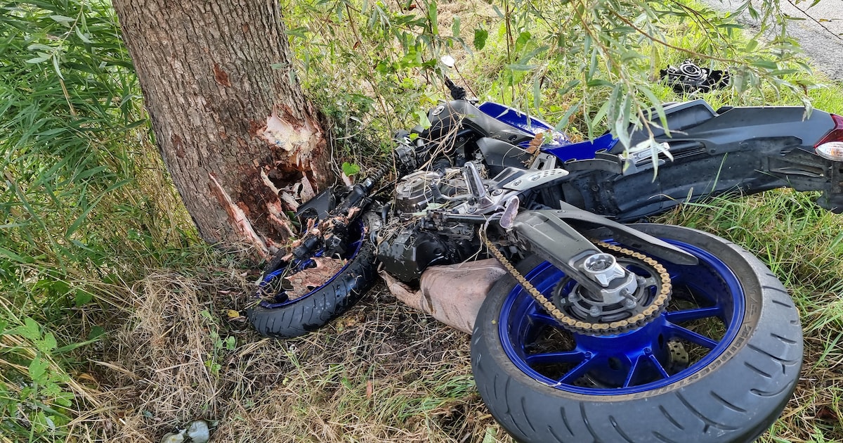 Motorrijder gewond na botsing op boom op Hesseweg in Kollum