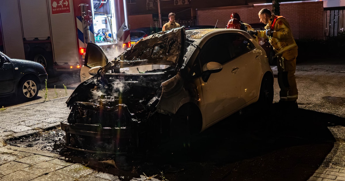Auto brandt volledig uit op parkeerplaats bij appartementen in Helmond