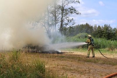 Gras vliegt in brand in Veenendaal, meerdere blusvoertuigen aanwezig
