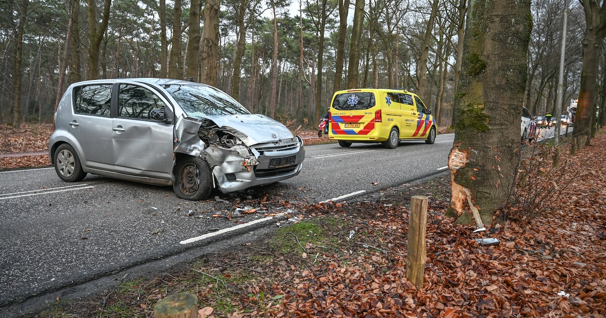 Auto botst tegen boom op Scheidingsweg in Nijmegen, bestuurster naar ziekenhuis