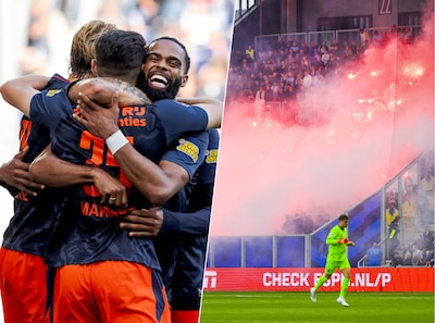Feyenoord boekt doelpuntrijke zege in door vuurwerk ontsierd duel met Cambuur