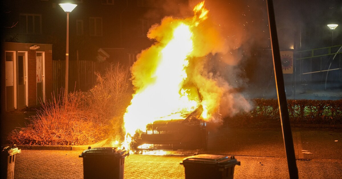 Metershoge vlammen slaan uit geparkeerde auto op Palissade in Hoorn