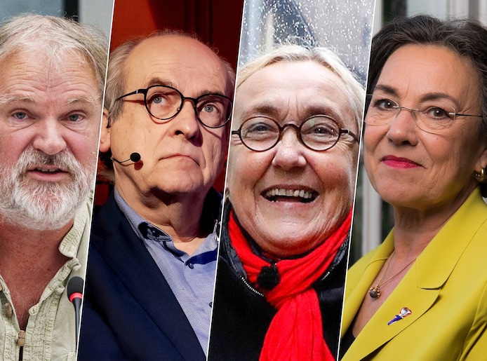 'Actievoerders' Hans Spekman, Ad Melkert, Lutz Jacobi en Gerdi Verbeet.