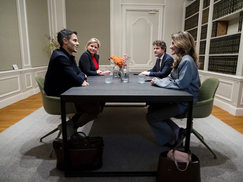 Jetten, Letschert, Bontenbal en Yesilgöz spreken vanaf donderdag weer gezamenlijk over de nieuwe coalitie.