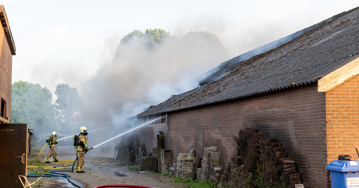 Grote schuurbrand op campingterrein in Lemelerveld