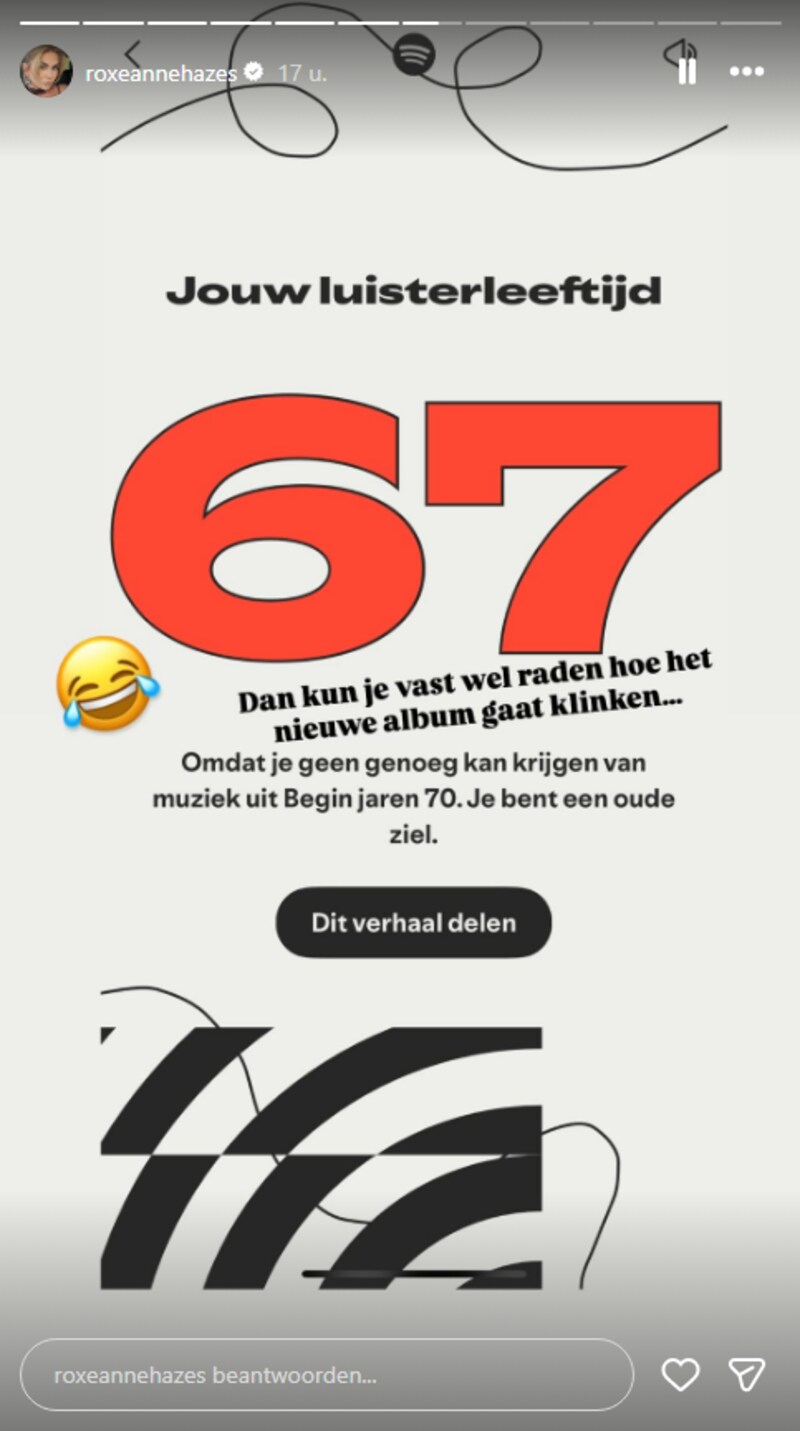Roxeanne Hazes is plots 67 jaar volgens Spotify Wrapped: hoe zit dat ...