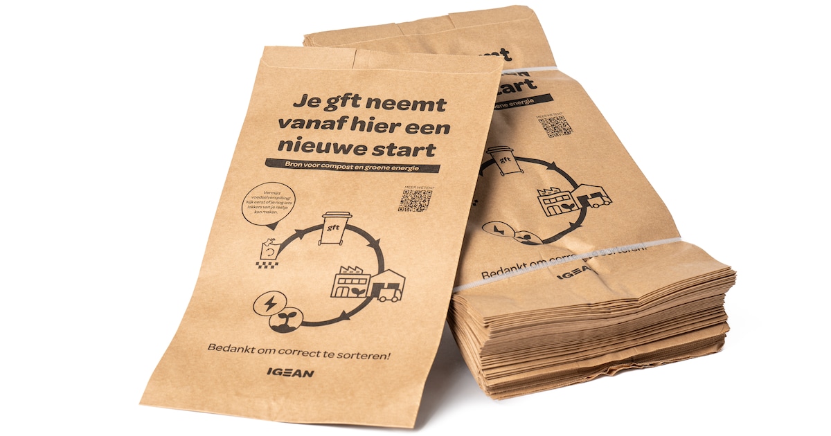 Nieuw papieren keukenafvalzakje vanaf 1 januari te koop in het gemeentehuis