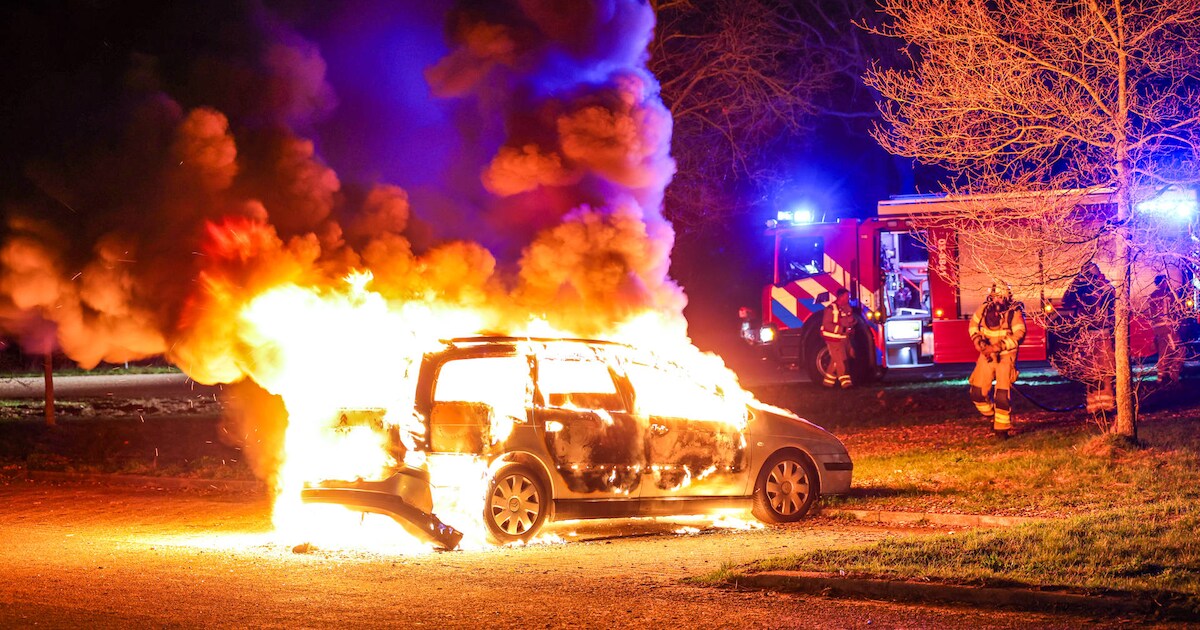 Vlammenzee door autobrand in Erm