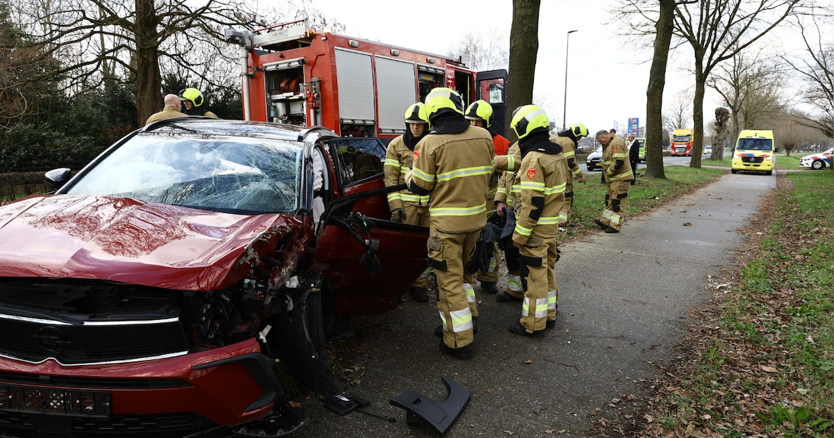 Automobilist raakt van de weg en botst tegen bomen