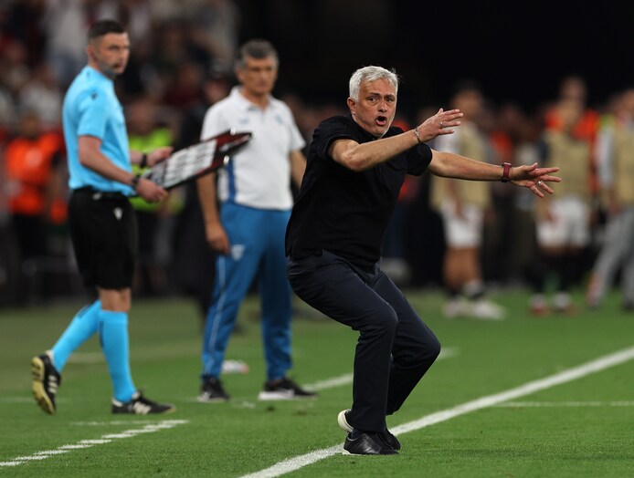 José Mourinho tijdens de Europa League-finale in 2023.
