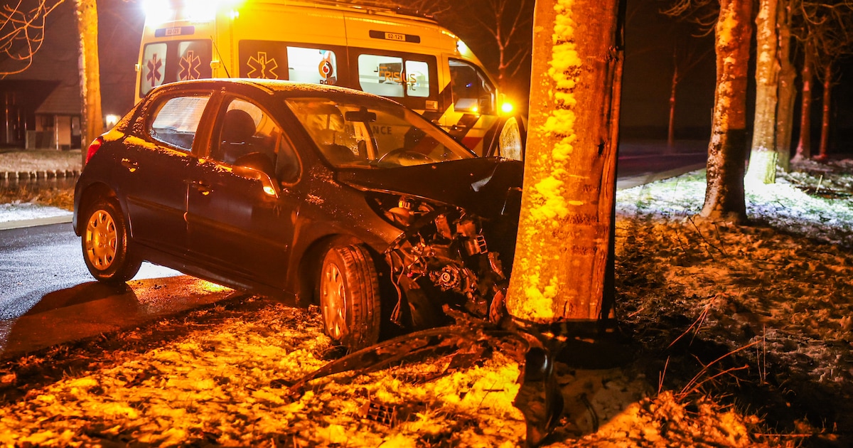 Gladheid zorgt voor botsing tussen auto en boom in Vegelinsoord