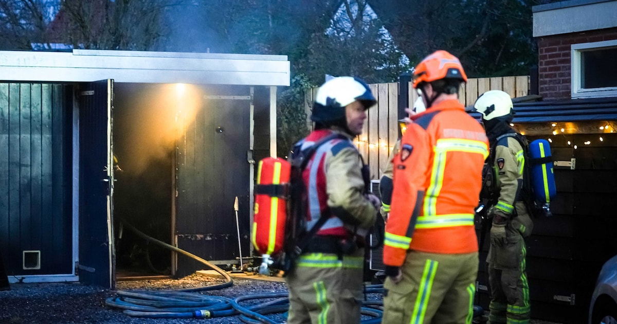 Donkere rook bij brand in schuurtje aan de Zwanenstraat in Assen