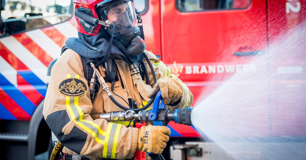 Metershoge vlammen slaan uit serre, brandweer redt hond uit woning