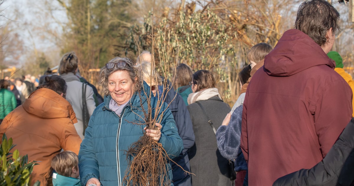 Honderden mensen uit Baarn in de rij voor gratis bomen en struiken