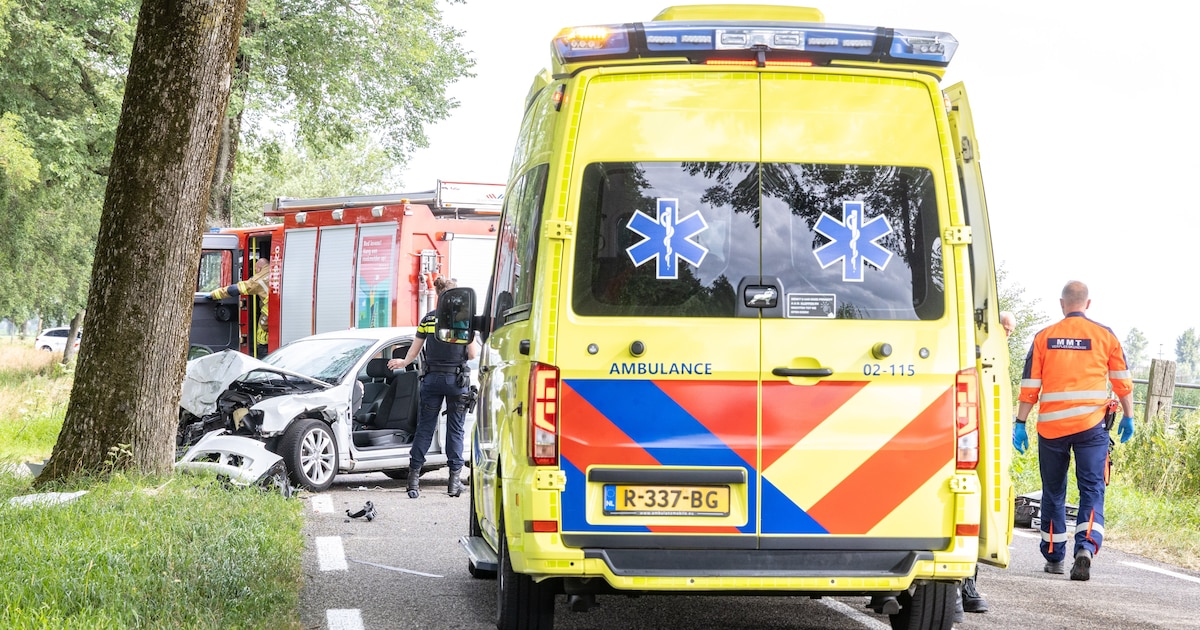 Automobilist ernstig gewond na botsing tegen boom in Jirnsum