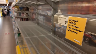 Empty shelves at Jumbo supermarkets due to distribution center issues